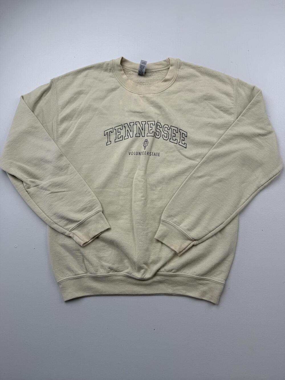 Tennessee Gildan Sweatshirt Mens Medium Beige Fleece Crewneck Volunteer State